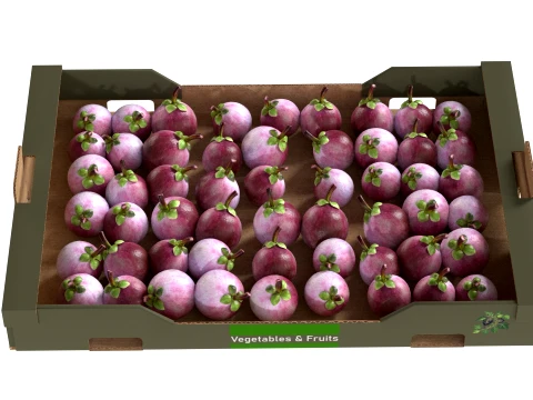 Mangosteen Cardboard Fruit Box 3D Model