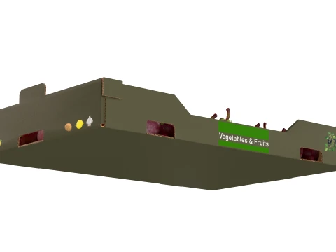 Mangosteen Cardboard Fruit Box 3D Model