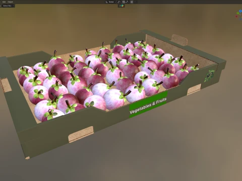 Mangosteen Cardboard Fruit Box 3D Model