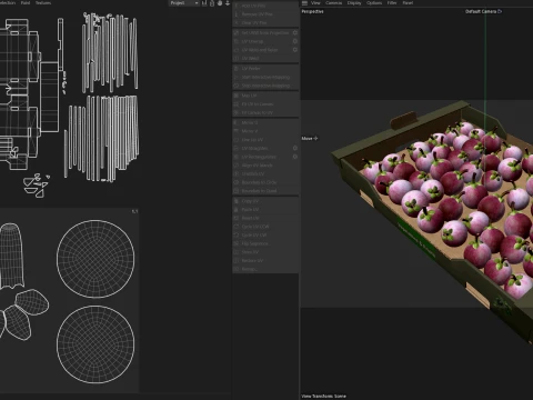 Mangosteen Cardboard Fruit Box 3D Model