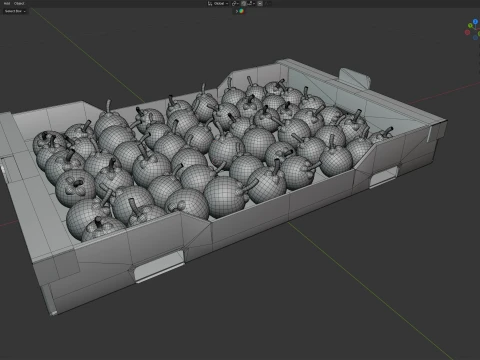 Mangosteen Cardboard Fruit Box 3D Model