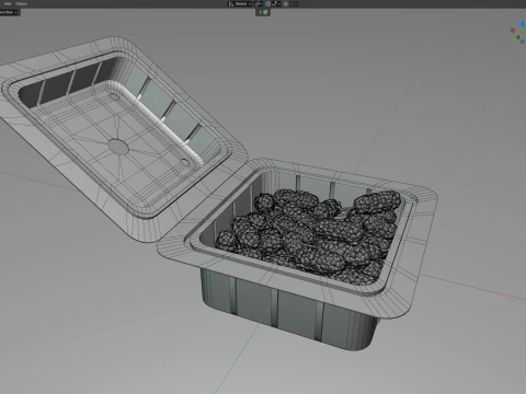 Mulberry Fruit Box Plastic Transparent 3D Model