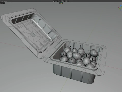 Olive Fruit Box Plastic Transparent 3D Model