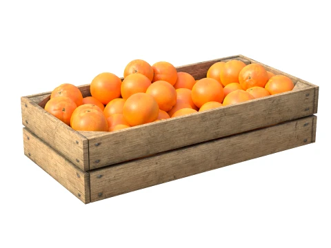 Turuncu Ahşap Sandık 3D Model