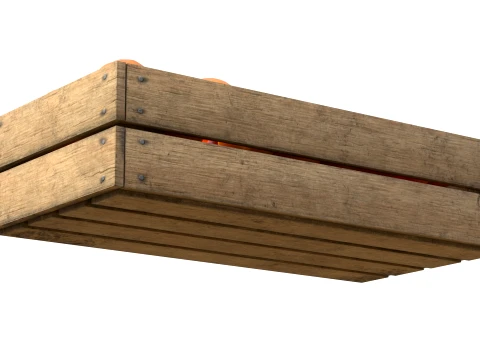 Orange Wooden Crate 3D Model