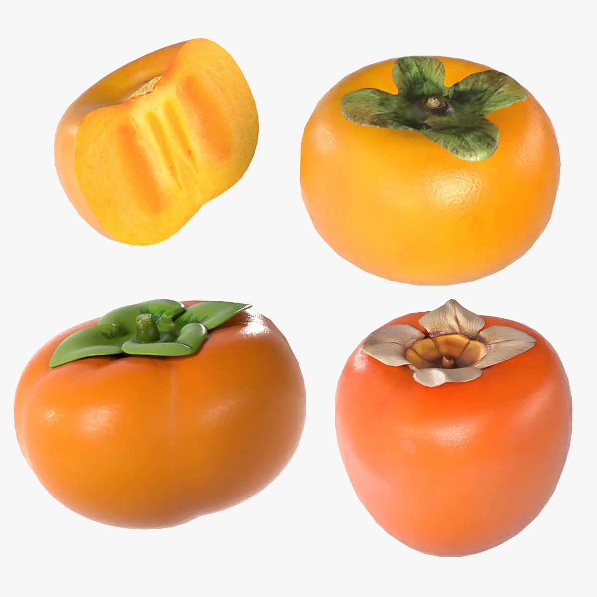 Persimmon Fruit 3D Model .c4d .max .obj .3ds .fbx .stl .blend