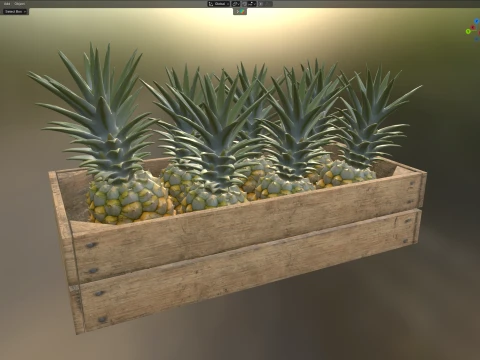Pineapple Wooden Crate 3D Model
