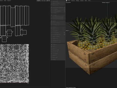 Pineapple Wooden Crate 3D Model
