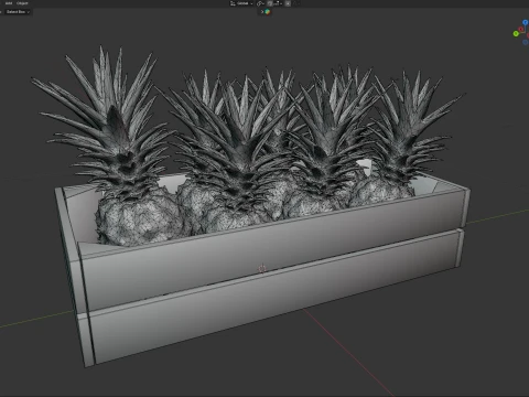 Pineapple Wooden Crate 3D Model