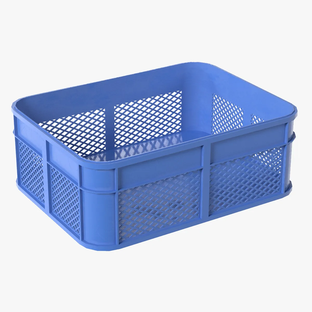 Plastic Food Crate Blue 3D Model .c4d .max .obj .3ds .fbx .stl .blend 