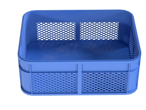 Plastic Food Crate Blue 3D Model