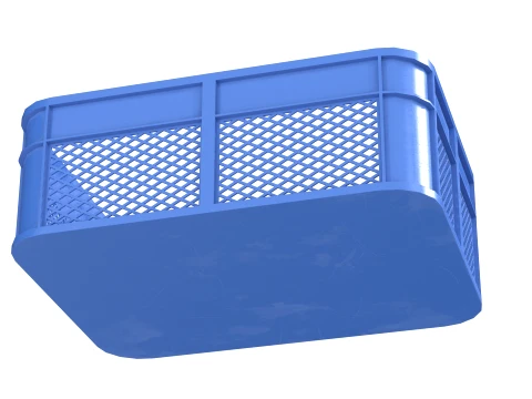 Plastic Food Crate Blue 3D Model