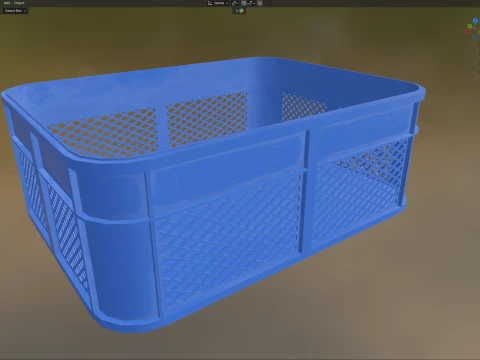 Plastic Food Crate Blue 3D Model