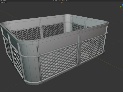 Plastic Food Crate Blue 3D Model