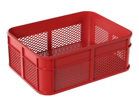 Plastic Food Crate Red 3D Model