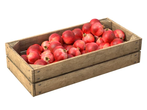 Pomegranate Wooden Crate 3D Model