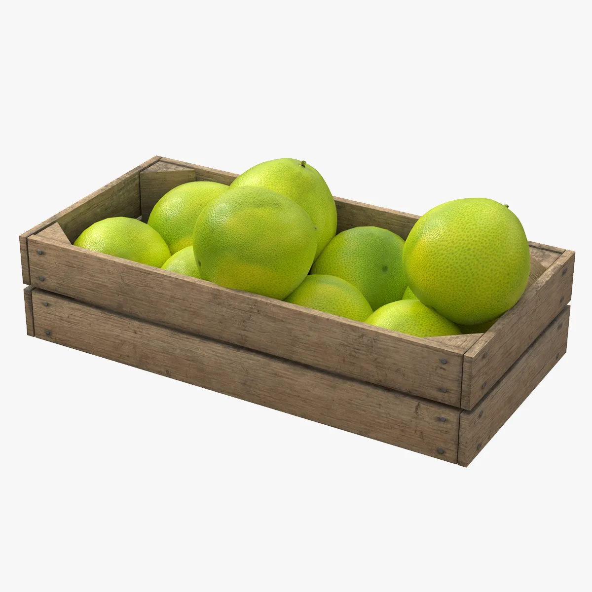 Pomelo Wooden Crate 3D Model .c4d .max .obj .3ds .fbx .stl .blend