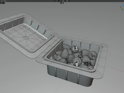 Raspberry Fruit Box Plastic Transparent 3D Model