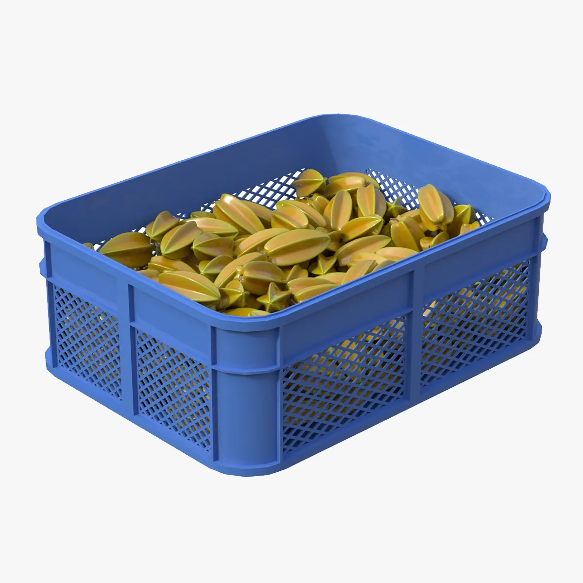 Starfruit Plastic Crate 3D Model .c4d .max .obj .3ds .fbx .stl .blend 