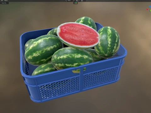 Watermelon Plastic Crate 3D Model