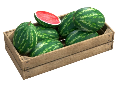 Watermelon Wooden Crate 3D Model