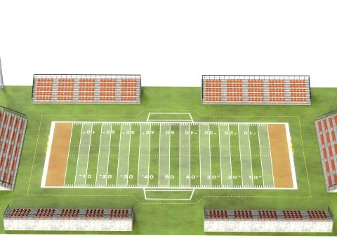 American Football Arena 3D Model