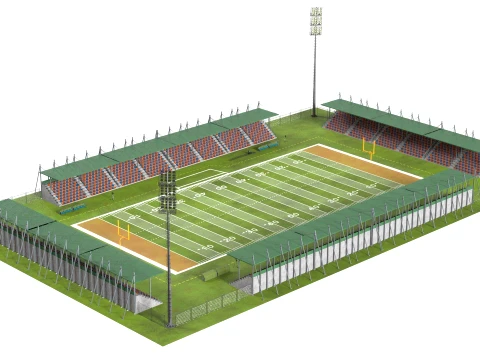 American Football Arena Detailed 3D Model