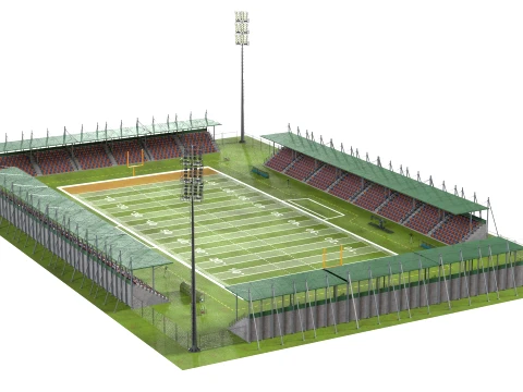 American Football Arena Detailed 3D Model