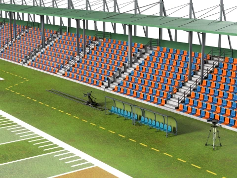American Football Arena Detailed 3D Model