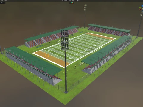 American Football Arena Detailed 3D Model