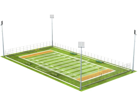 American-Football-Arena mit Z&auml;unen 3D Modell