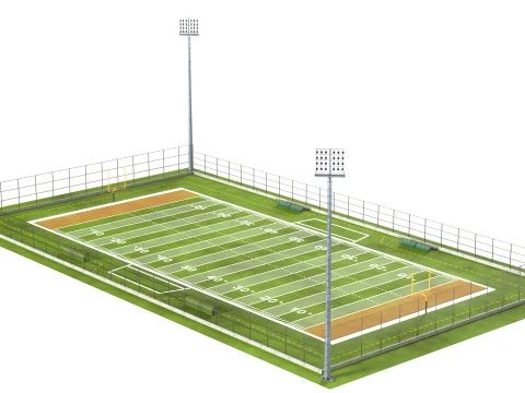 American Football Arena with Fences 3D Model