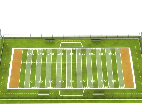 American Football Arena with Fences 3D Model