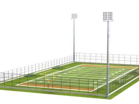 American Football Arena with Fences 3D Model