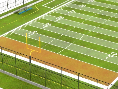 American Football Arena with Fences 3D Model