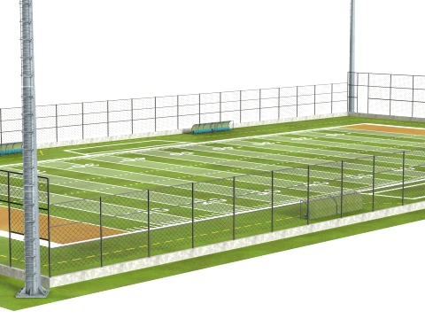 American Football Arena with Fences 3D Model