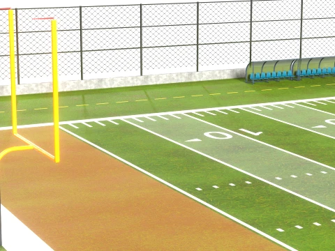 American Football Arena with Fences 3D Model
