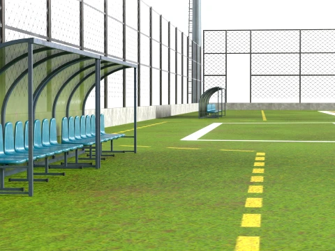 American Football Arena with Fences 3D Model