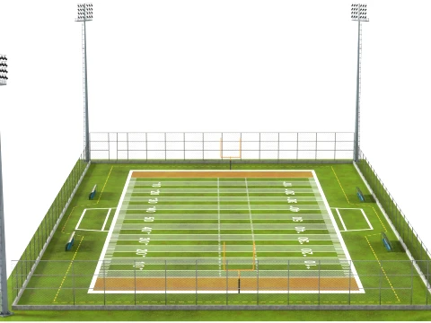 American Football Arena with Fences 3D Model
