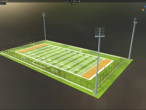 American Football Arena with Fences 3D Model