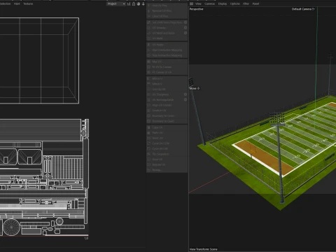 American Football Arena with Fences 3D Model