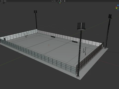 American Football Arena with Fences 3D Model