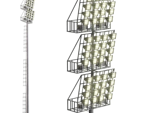 Lumi&egrave;re de stade rougeoyante version Low Poly Modèle 3D