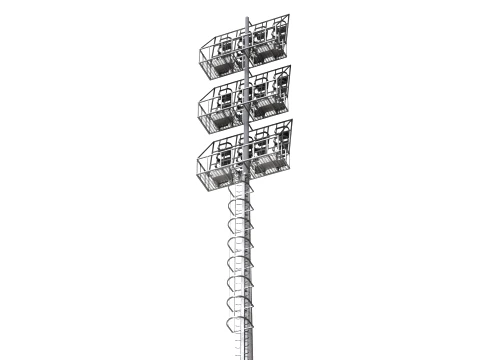Stadium Light Glowing Low Poly Version 3D Model