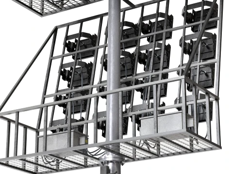Stadium Light Glowing Low Poly Version 3D Model