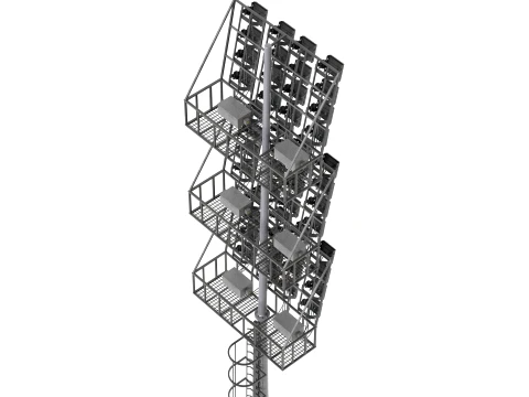Stadium Light Glowing Low Poly Version 3D Model