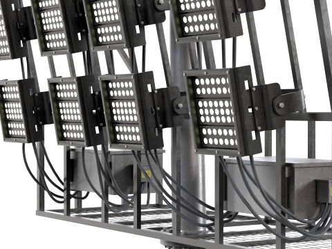 Stadium Light Glowing Low Poly Version 3D Model