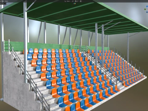 Stadium Seating with Shed 3D Model