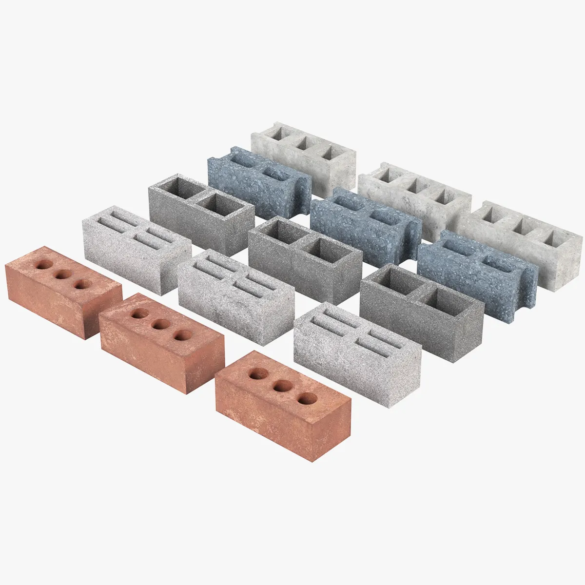 Brick Cinder Collection 3D Model .c4d .max .obj .3ds .fbx .stl .blend 