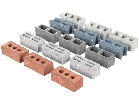Coleção de tijolos de cinza Modelo 3D